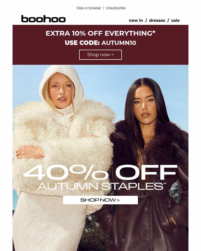 Screenshot of email sent to a Boohoo Newsletter subscriber