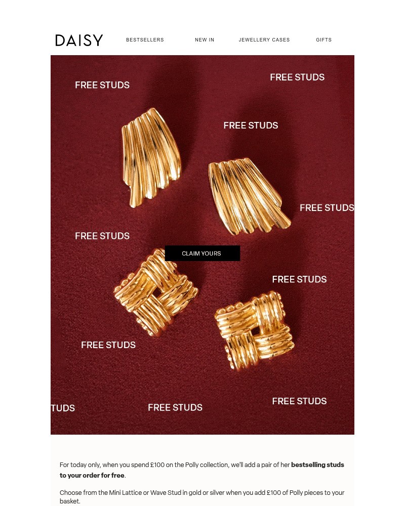 Screenshot of email sent to a Daisy Jewellery Cart abandoner