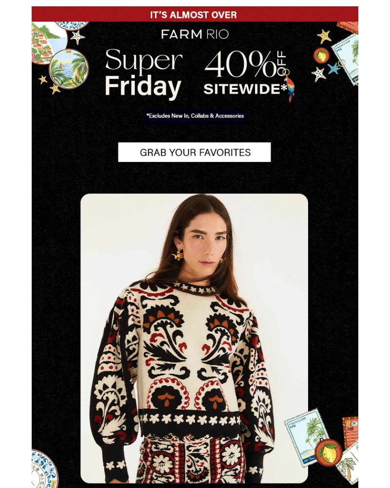 Screenshot of email sent to a Farm Rio Newsletter subscriber