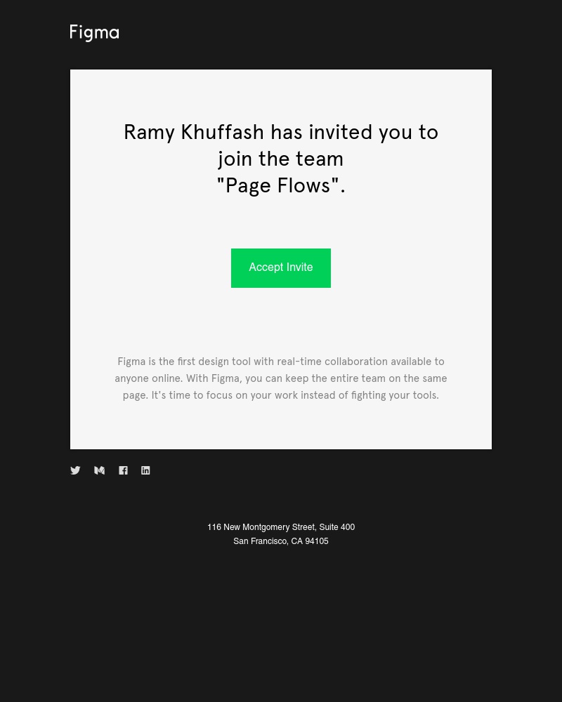 Screenshot of email sent to a Figma Invited user