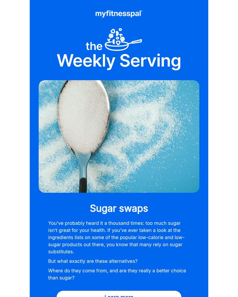 Screenshot of email sent to a MyFitnessPal Registered user