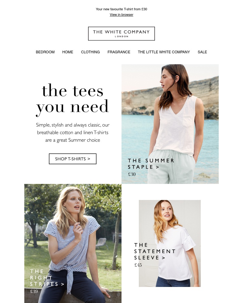 Screenshot of email sent to a The White Company Cart abandoner