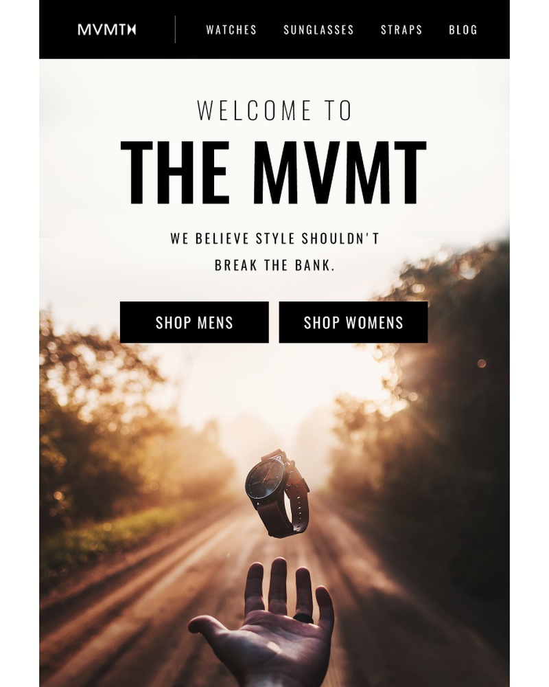 Screenshot of email sent to a MVMT Newsletter subscriber