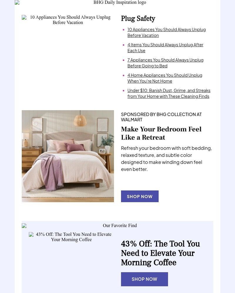 Screenshot of email sent to a Better Homes and Gardens Newsletter subscriber