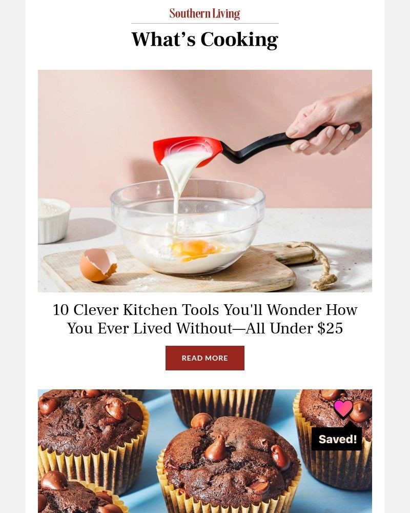Screenshot of email sent to a Southern Living Newsletter subscriber
