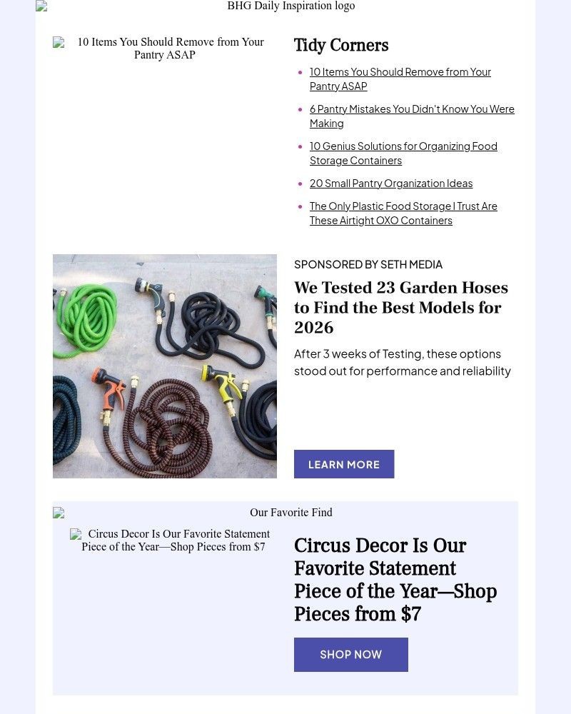 Screenshot of email sent to a Better Homes and Gardens Newsletter subscriber