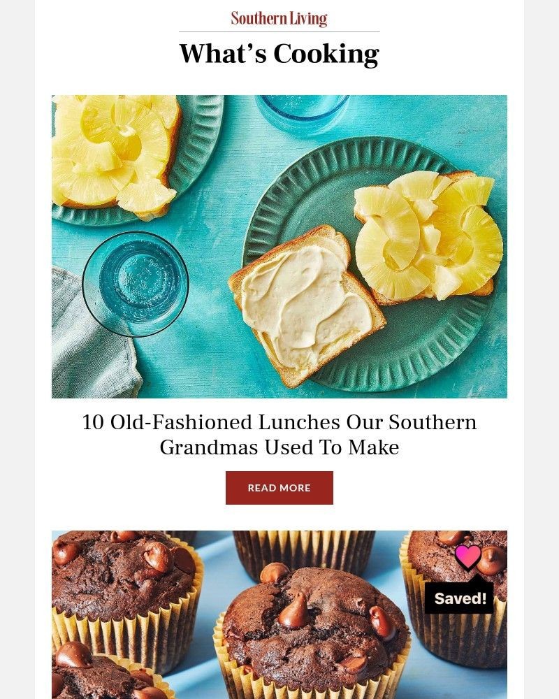 Screenshot of email sent to a Southern Living Newsletter subscriber