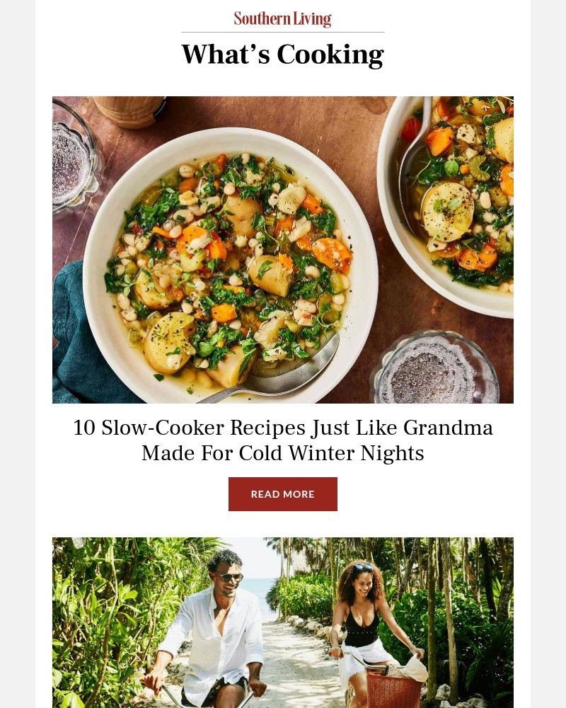 Screenshot of email sent to a Southern Living Newsletter subscriber