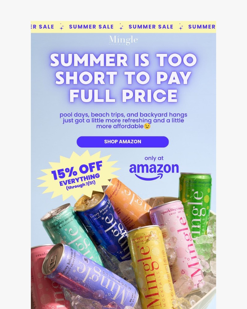 Screenshot of email sent to a Mingle Mocktails Newsletter subscriber