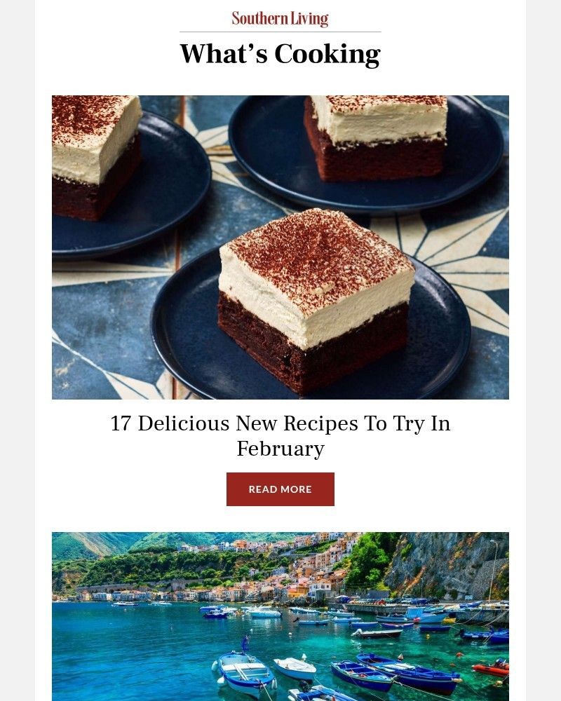 Screenshot of email sent to a Southern Living Newsletter subscriber