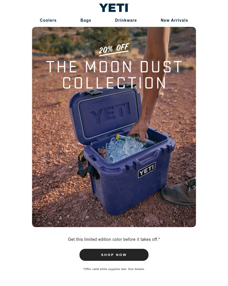 Screenshot of email sent to a Yeti Newsletter subscriber