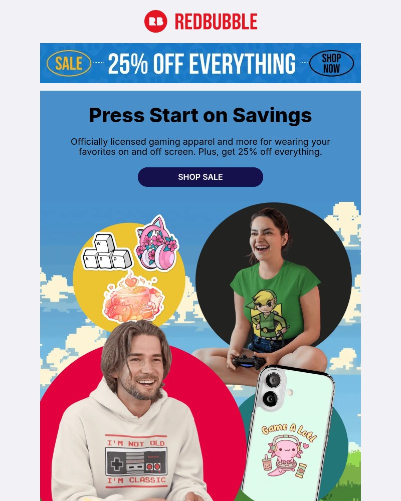 Screenshot of email sent to a Redbubble Newsletter subscriber