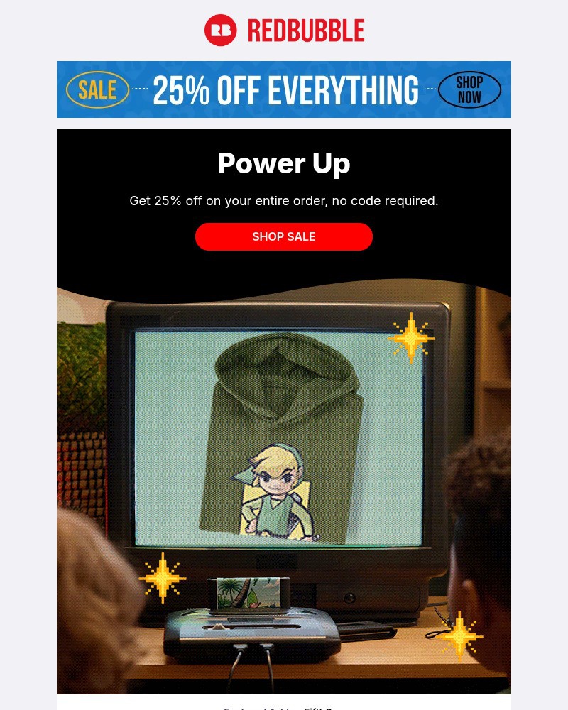 Screenshot of email sent to a Redbubble Newsletter subscriber