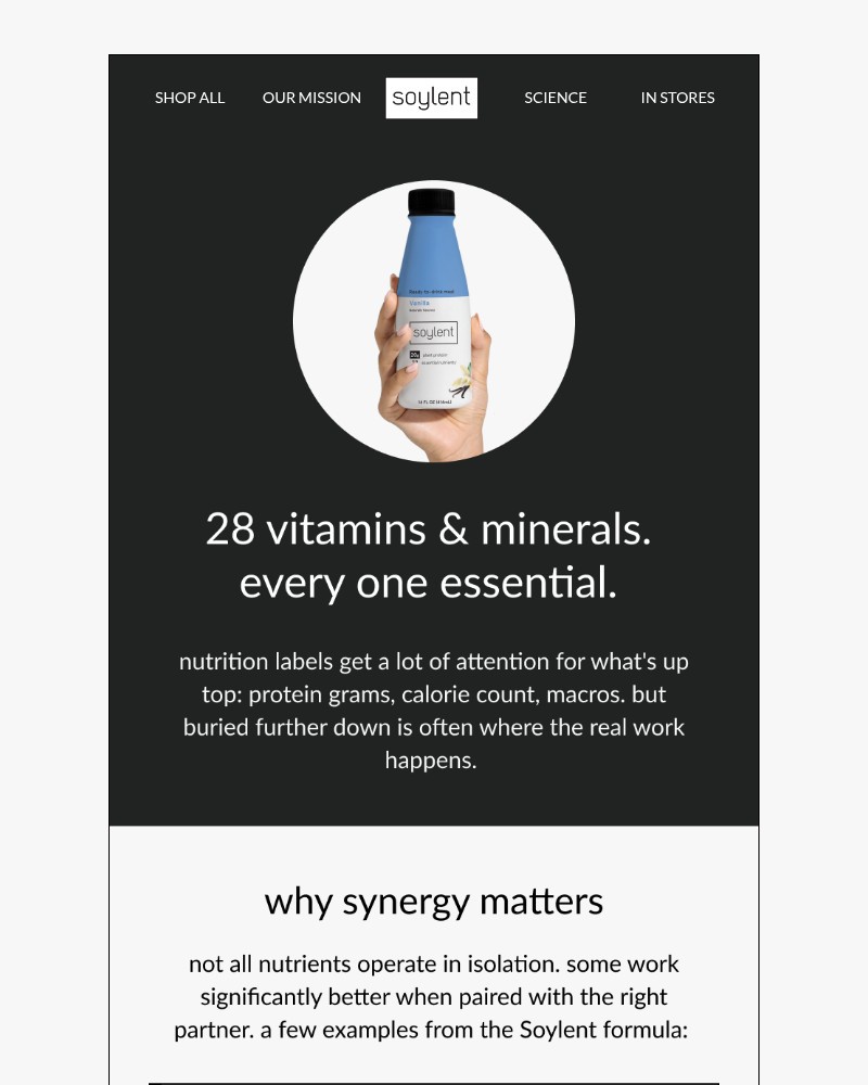 Screenshot of email sent to a Soylent Newsletter subscriber