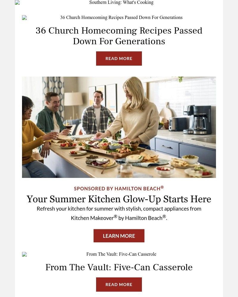 Screenshot of email sent to a Southern Living Newsletter subscriber