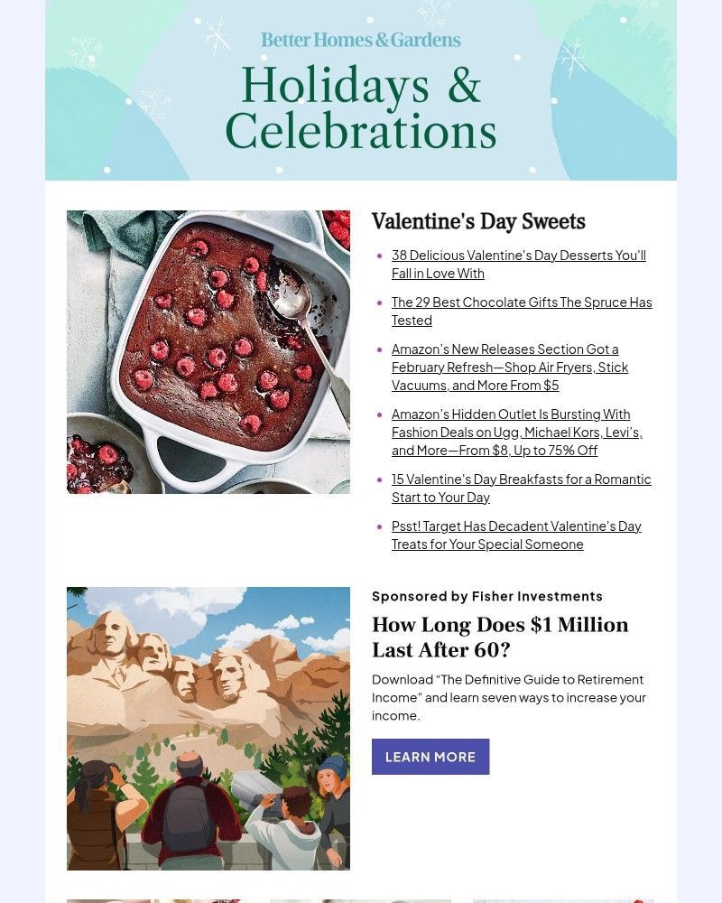 Screenshot of email sent to a Better Homes and Gardens Newsletter subscriber