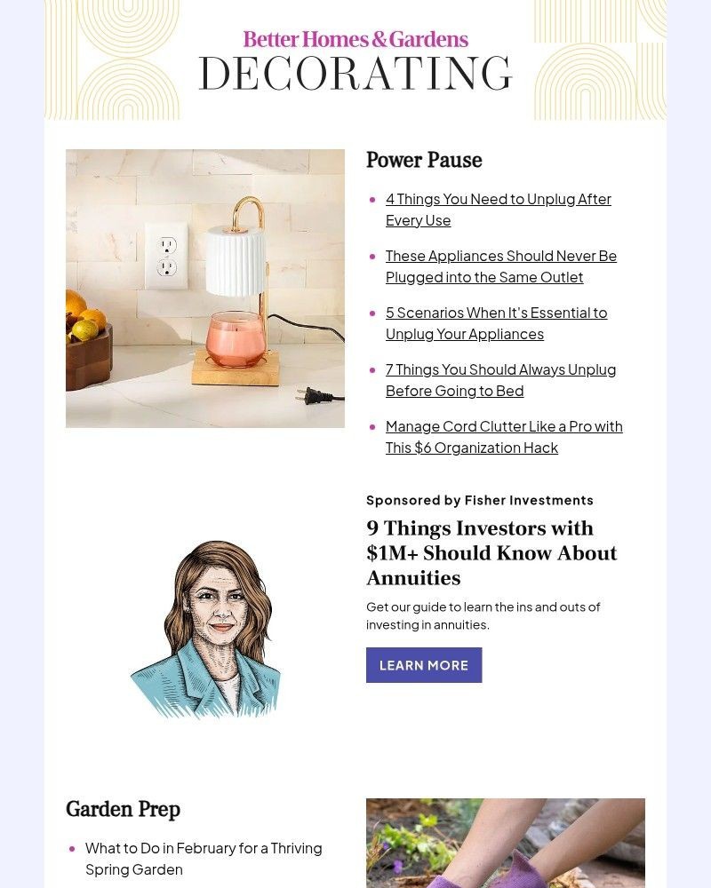 Screenshot of email sent to a Better Homes and Gardens Newsletter subscriber
