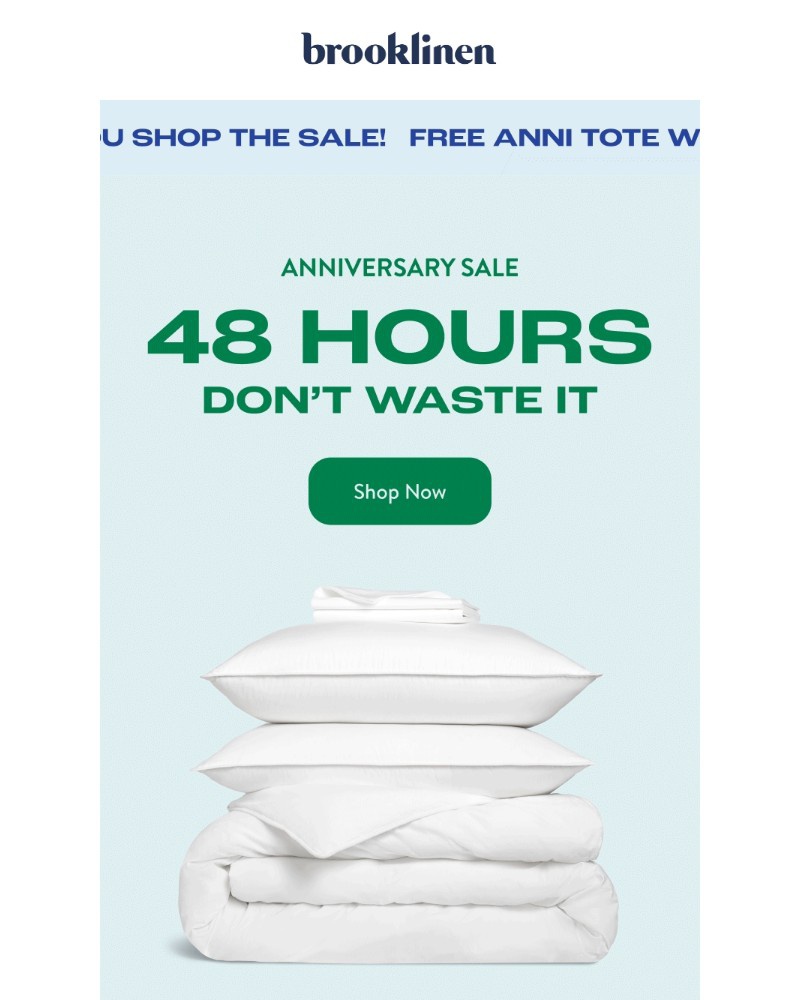 Screenshot of email sent to a Brooklinen Newsletter subscriber