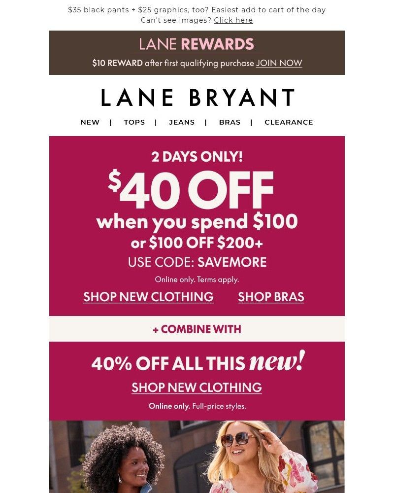 Screenshot of email sent to a Lane Bryant Newsletter subscriber