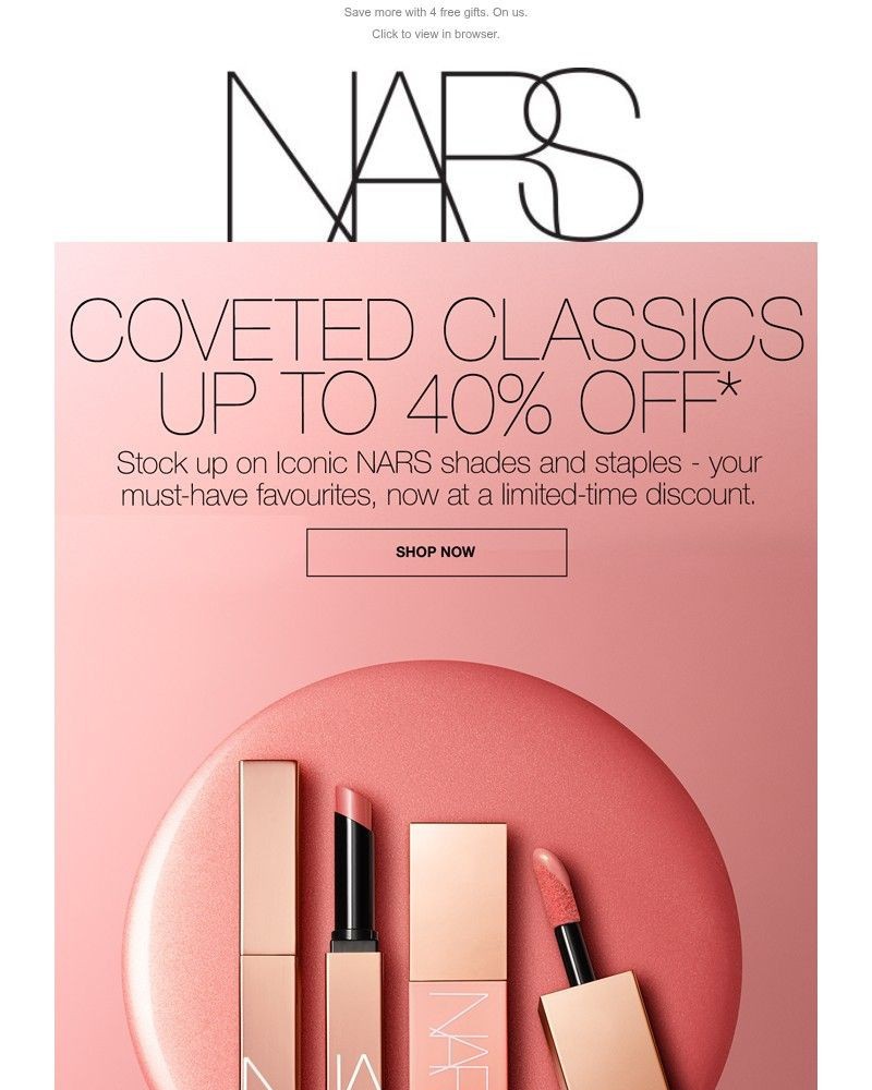 Screenshot of email sent to a Nars Cosmetics Newsletter subscriber