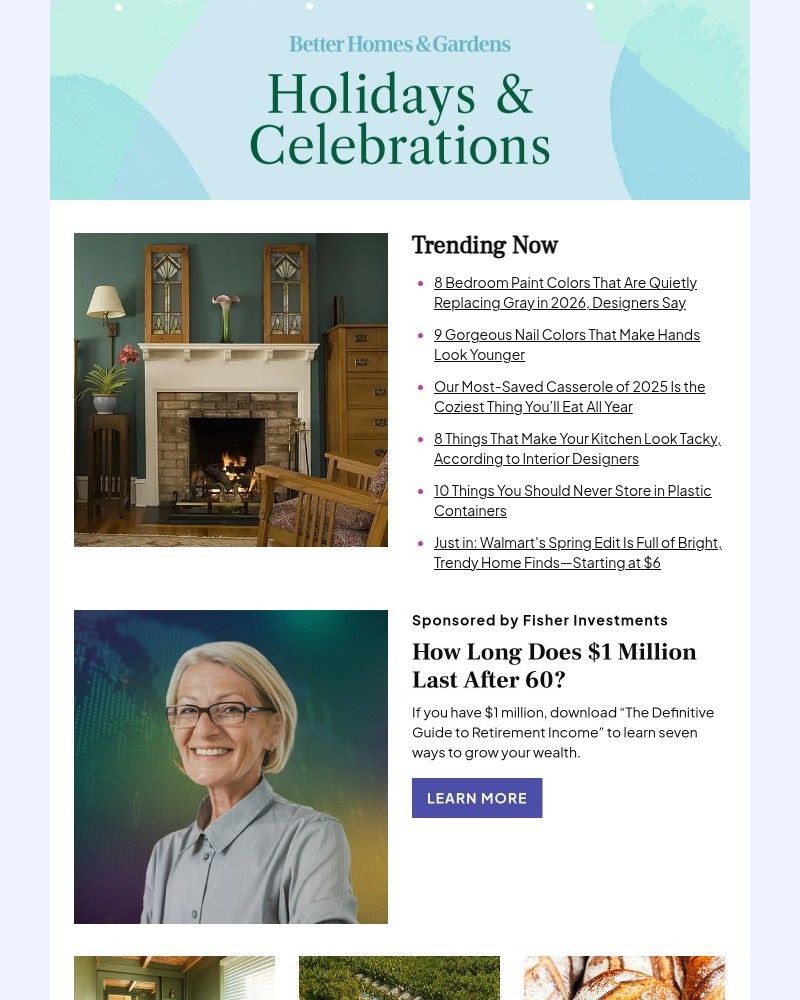 Screenshot of email sent to a Better Homes and Gardens Newsletter subscriber