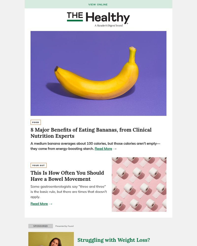 Screenshot of email sent to a Reader’s Digest Newsletter subscriber