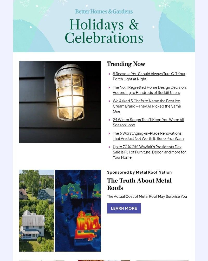 Screenshot of email sent to a Better Homes and Gardens Newsletter subscriber