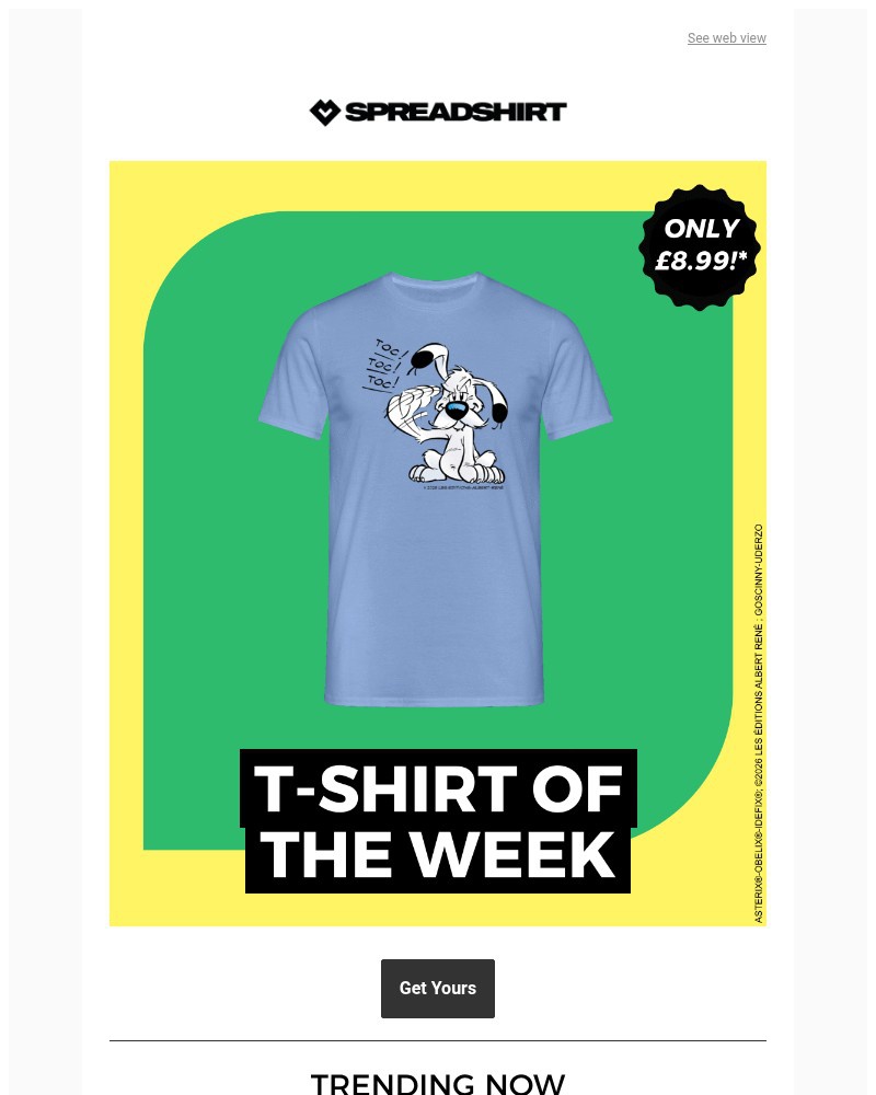 Screenshot of email sent to a Spreadshirt Newsletter subscriber