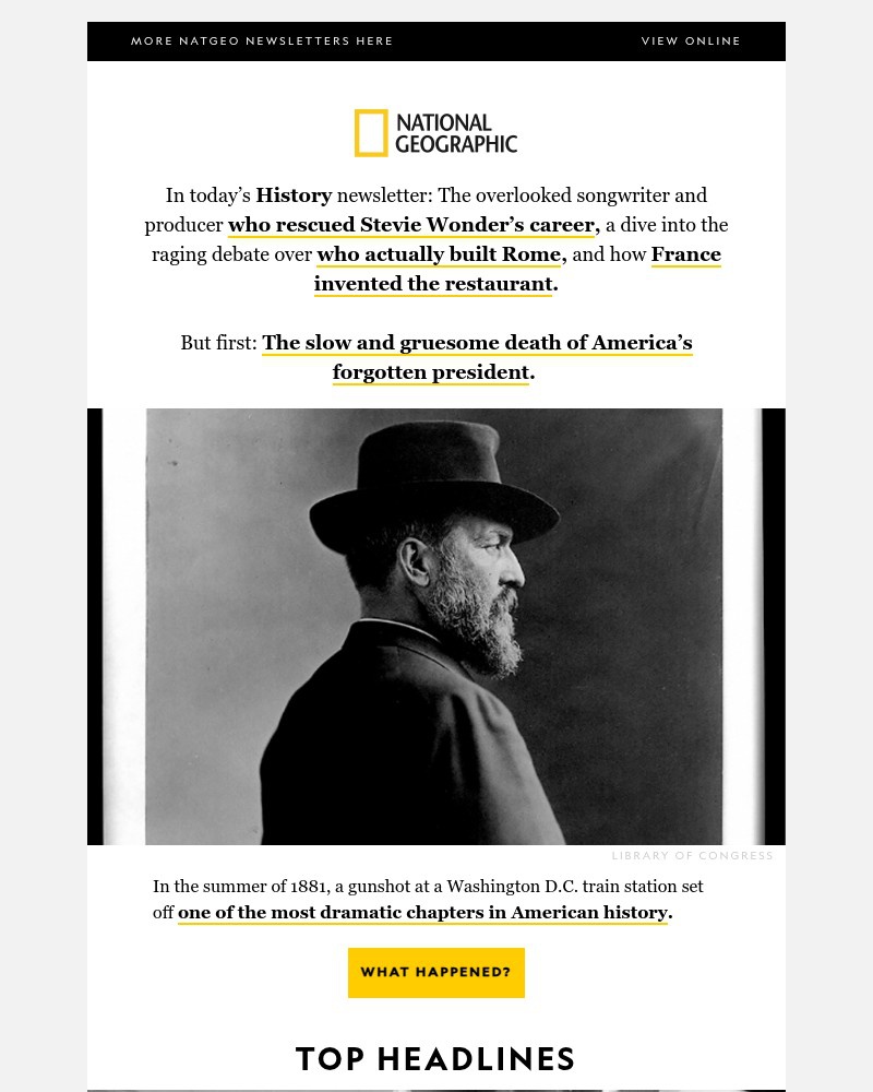 Screenshot of email sent to a National Geographic Newsletter subscriber