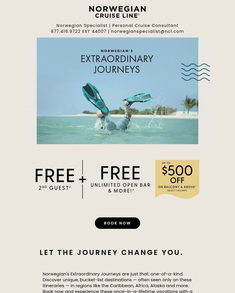 Screenshot of email sent to a Norwegian Cruise Line Newsletter subscriber