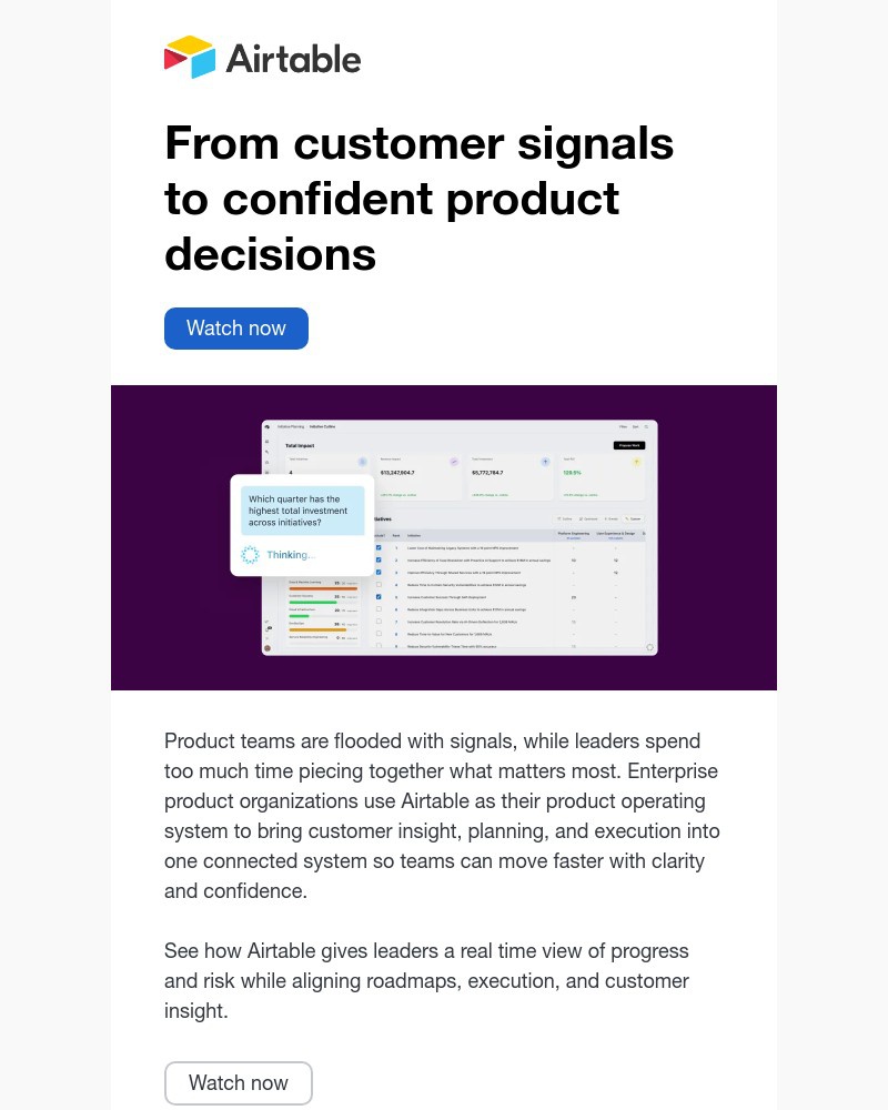 Screenshot of email sent to a Airtable Invited user