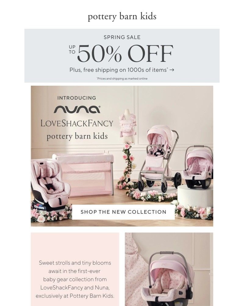 Screenshot of email sent to a Pottery Barn Newsletter subscriber