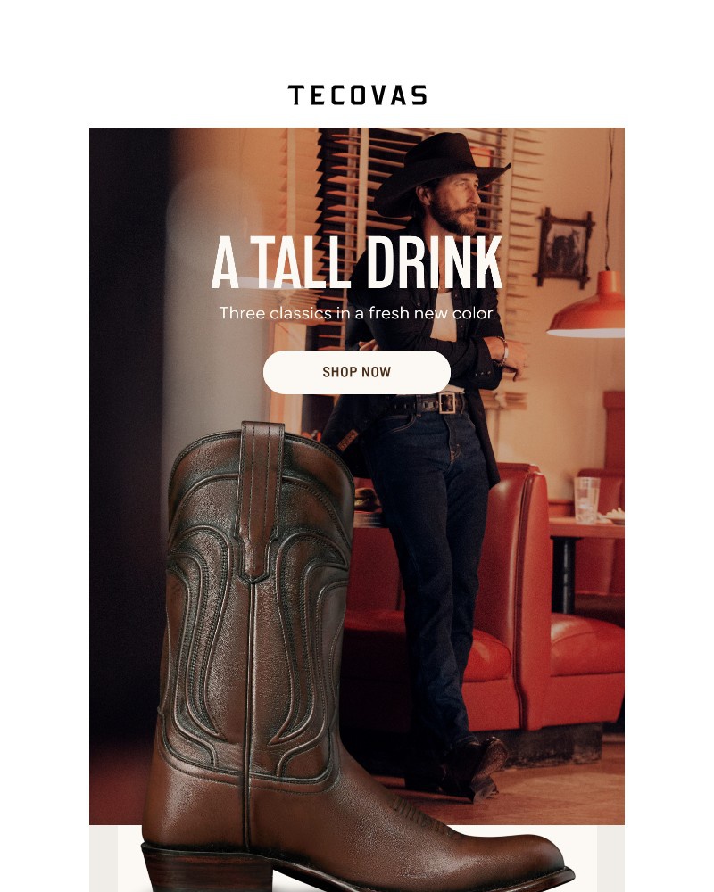 Screenshot of email sent to a Tecovas Newsletter subscriber