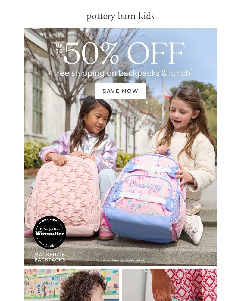 Screenshot of email sent to a Pottery Barn Newsletter subscriber