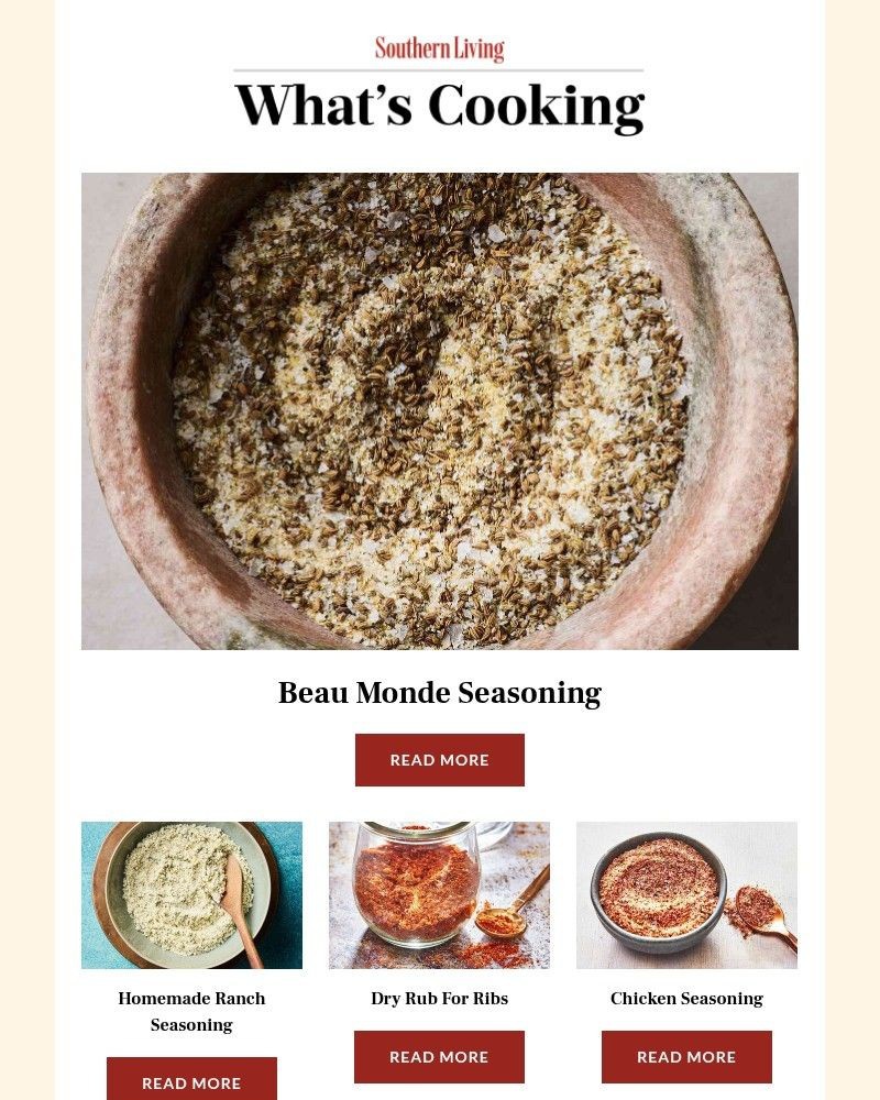 Screenshot of email sent to a Southern Living Newsletter subscriber