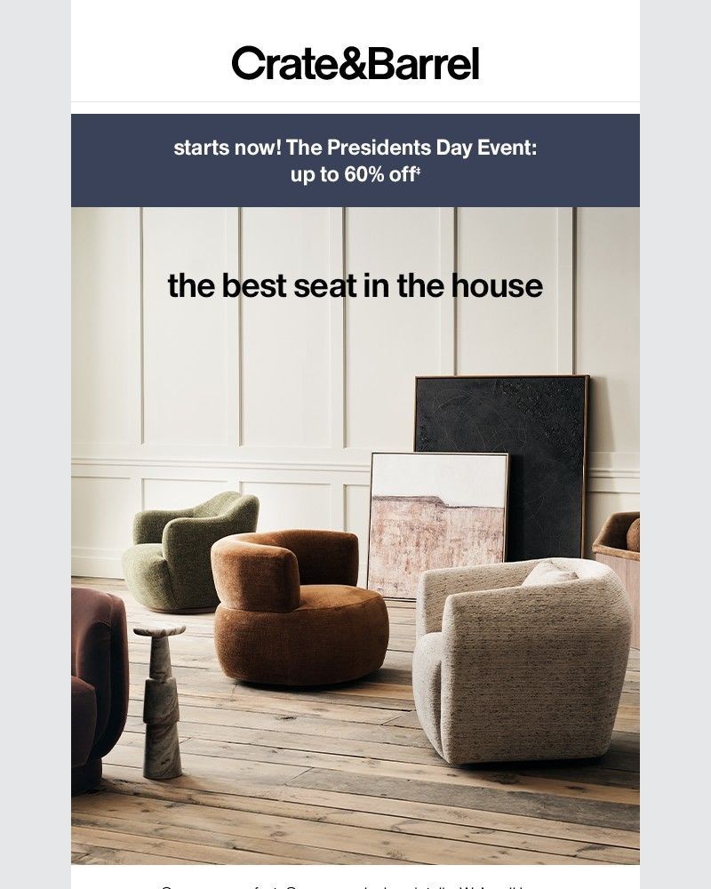 Screenshot of email sent to a Crate & Barrel Newsletter subscriber