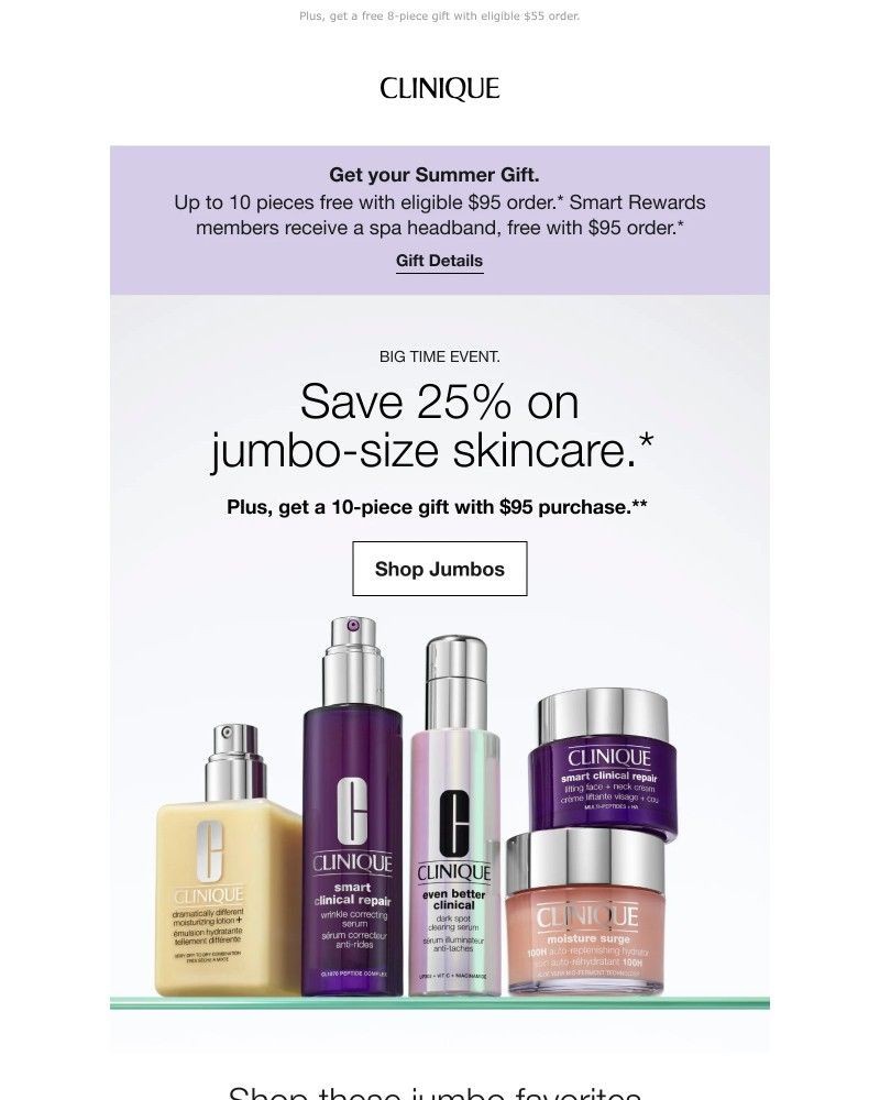 Screenshot of email sent to a Clinique Newsletter subscriber