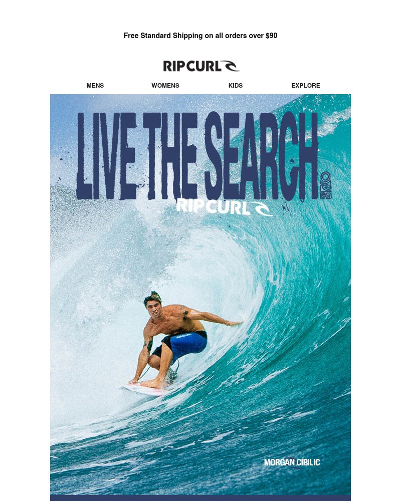 Screenshot of email sent to a Ripcurl Newsletter subscriber
