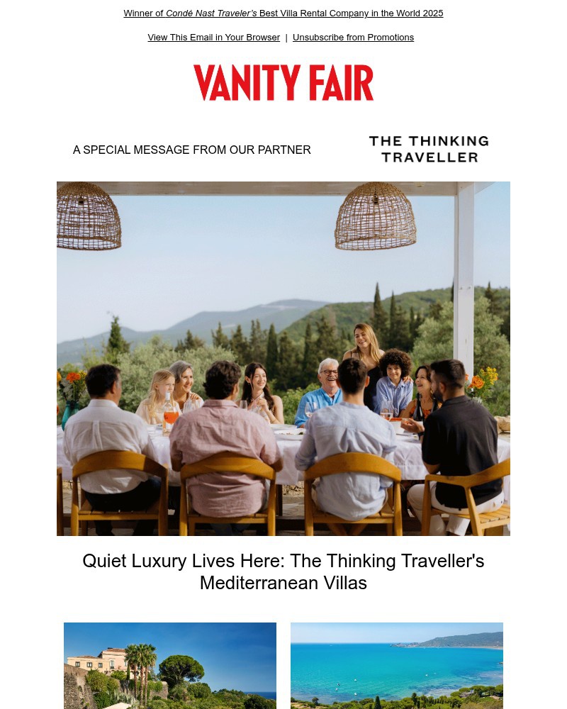 Screenshot of email sent to a Vanity Fair Newsletter subscriber