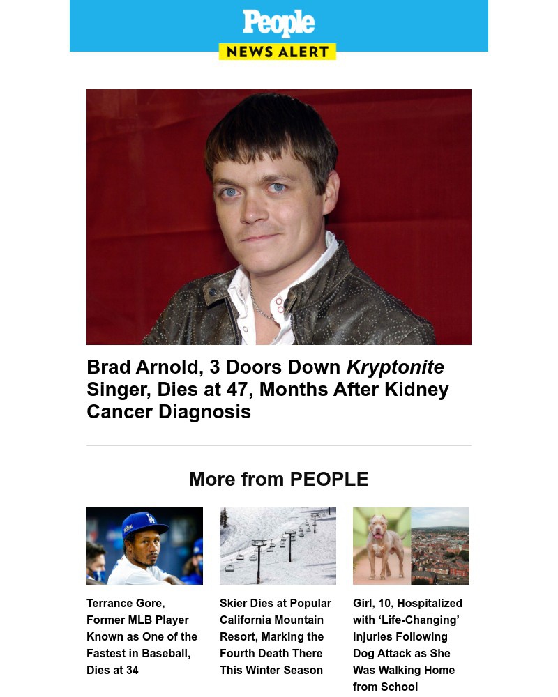 Screenshot of email sent to a People Newsletter subscriber