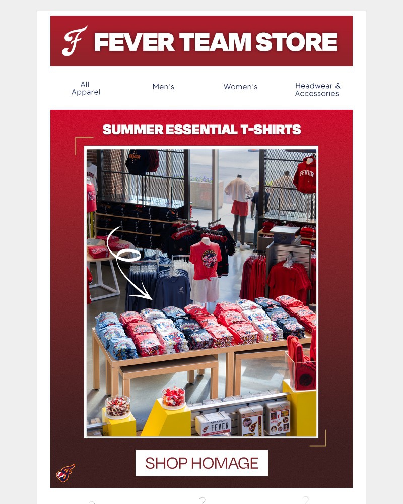 Screenshot of email sent to a Indiana Fever Newsletter subscriber