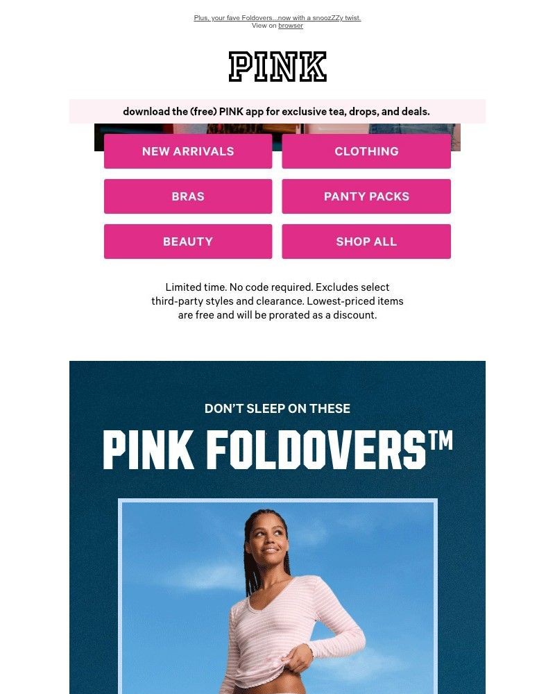 Screenshot of email sent to a Victoria's Secret Newsletter subscriber