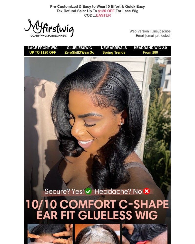 Screenshot of email sent to a My First Wig Newsletter subscriber