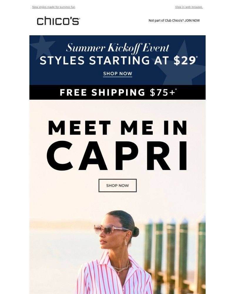 Screenshot of email sent to a Chico’s Newsletter subscriber