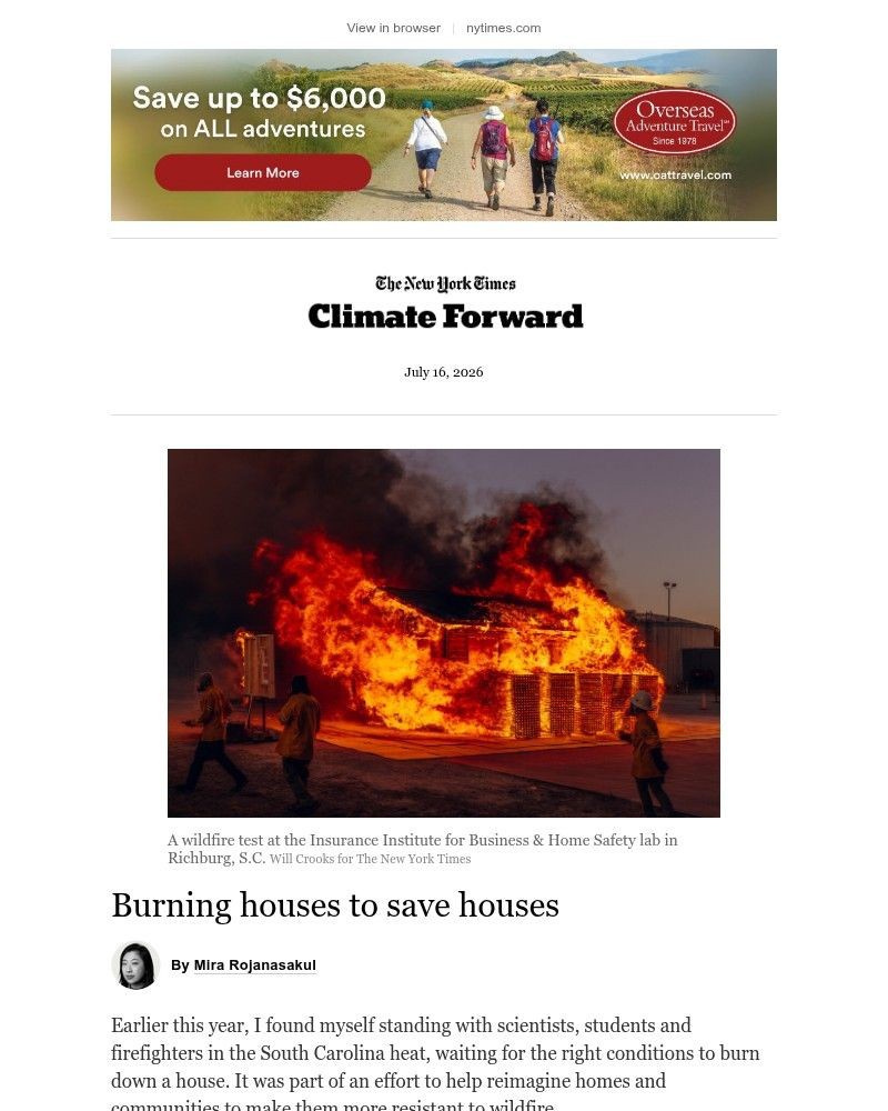 Screenshot of email sent to a The New York Times Customer