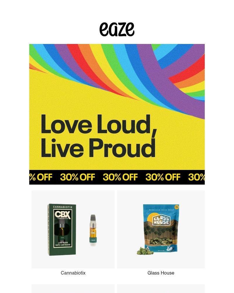 Screenshot of email sent to a Eaze Registered user