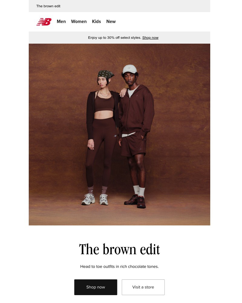 Screenshot of email sent to a New Balance Newsletter subscriber