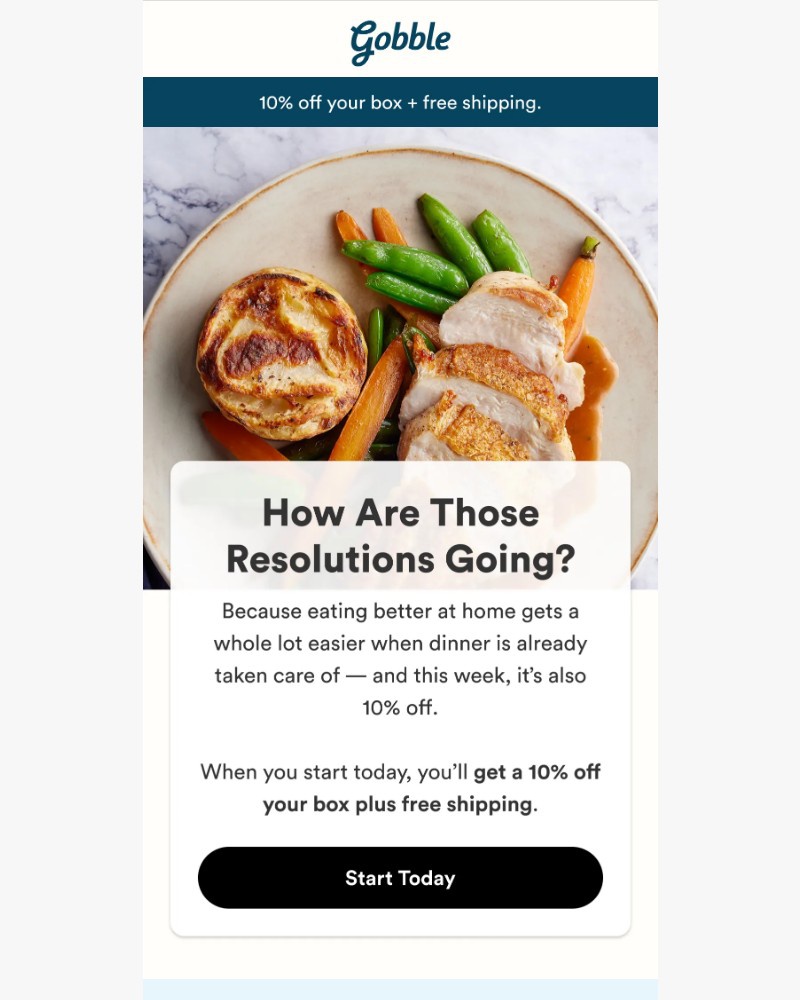 Screenshot of email sent to a Gobble Cart abandoner