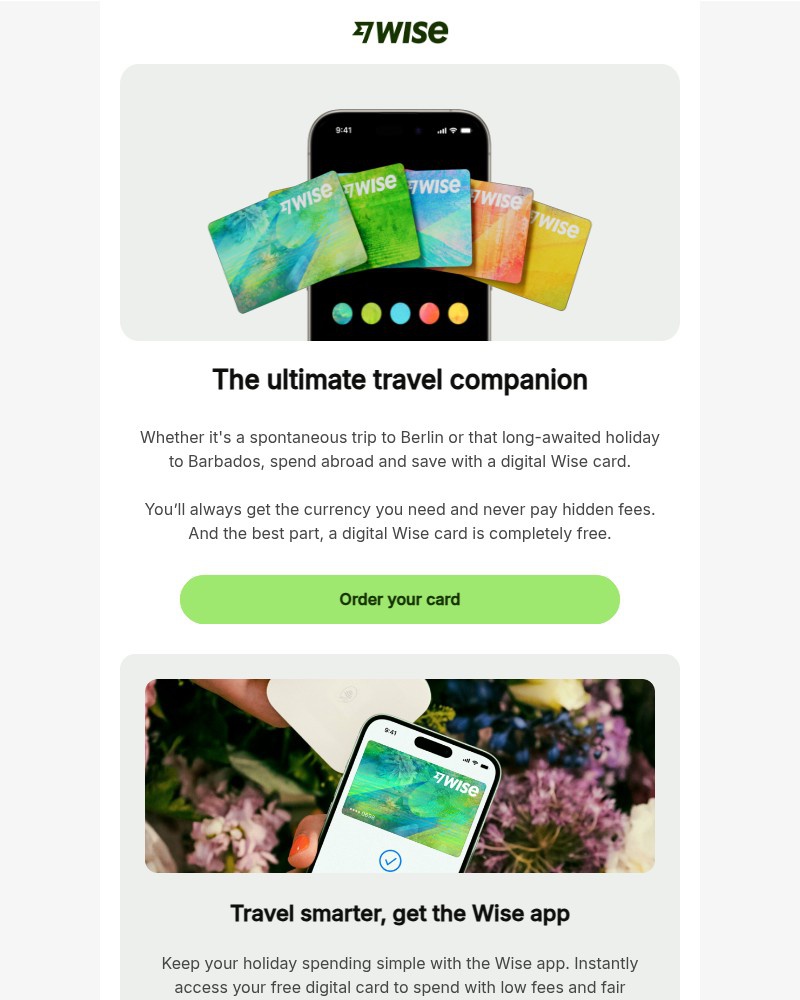 Screenshot of email sent to a Wise Registered user