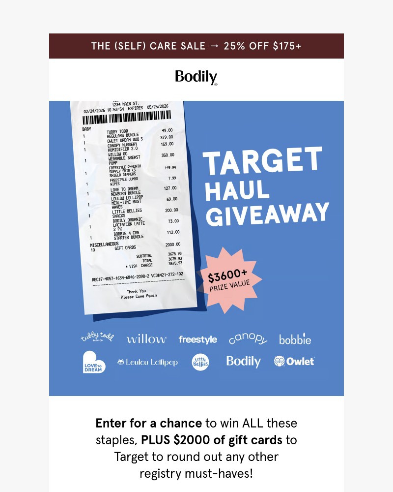 Screenshot of email sent to a Bodily Newsletter subscriber